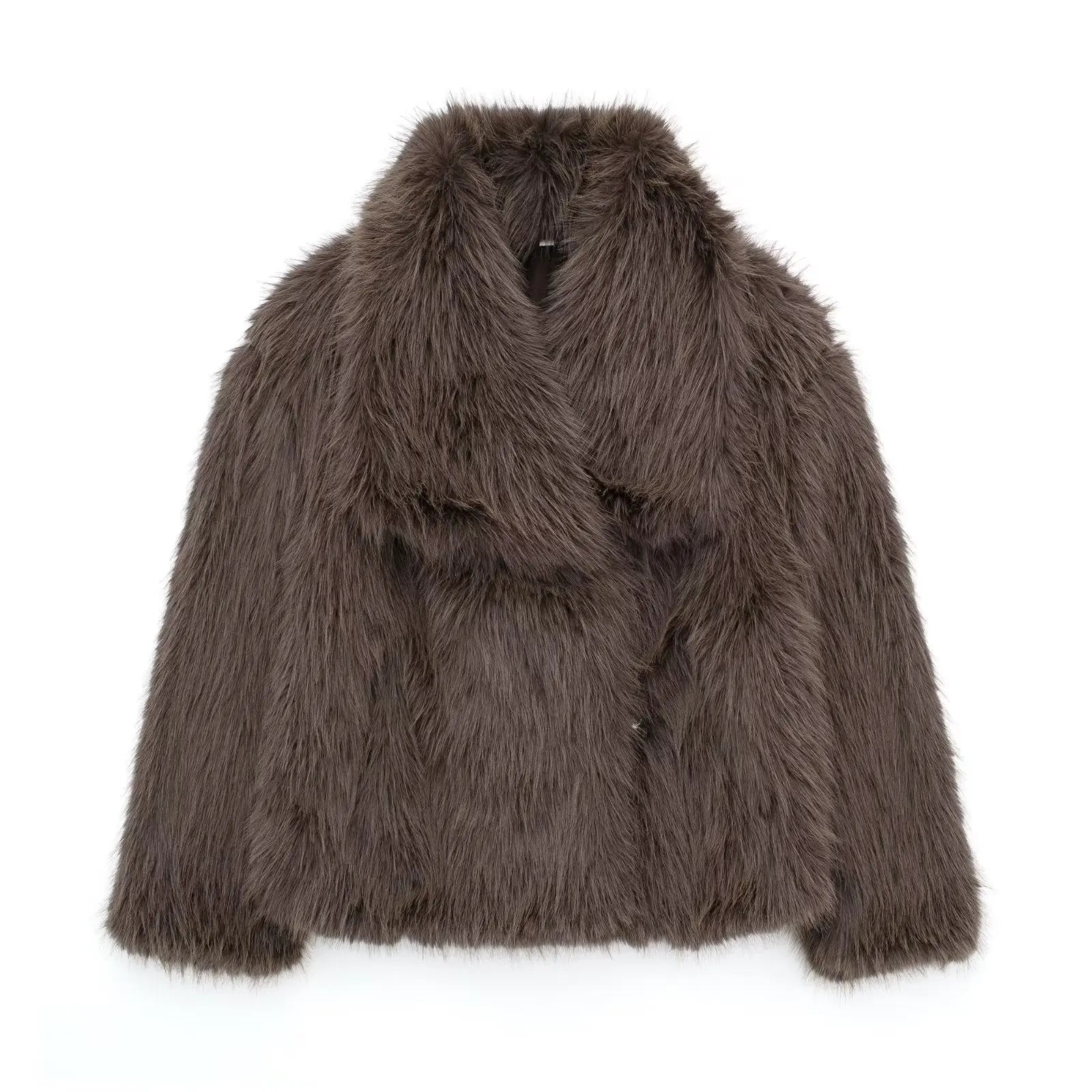 Women's Fluffy Faux Fur Coat | Oversized Lapel Jacket Vicsxox