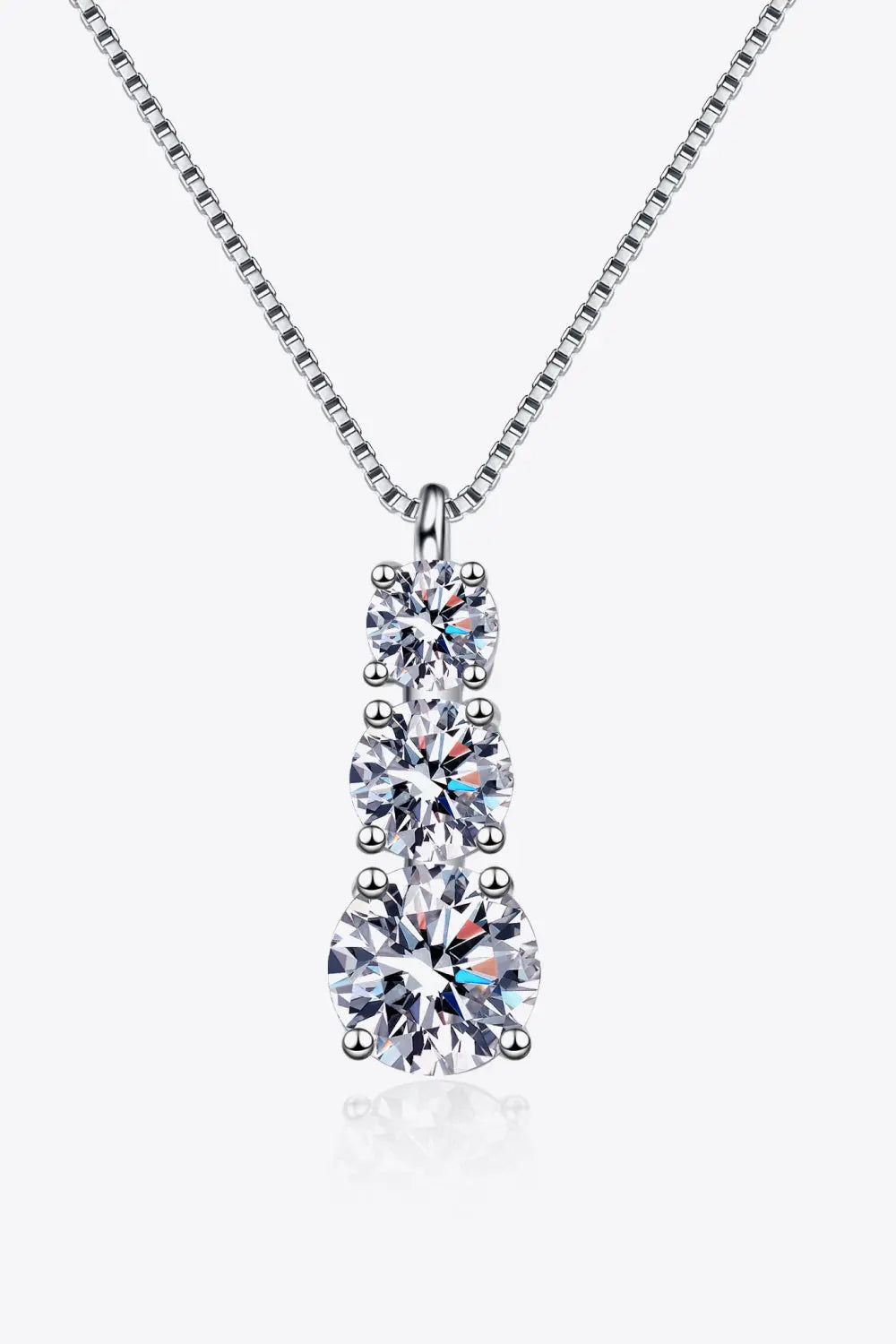 1.8ct Moissanite Three-Stone Drop Necklace in Sterling Silver