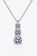 1.8ct Moissanite Three-Stone Drop Necklace in Sterling Silver
