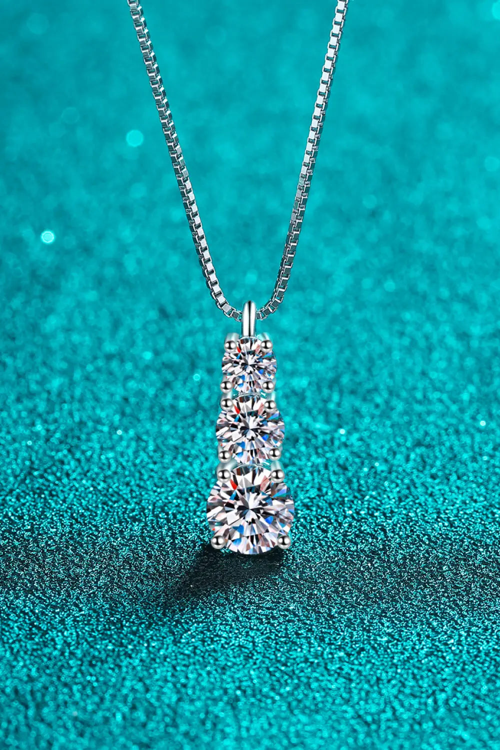 1.8ct Moissanite Three-Stone Drop Necklace in Sterling Silver