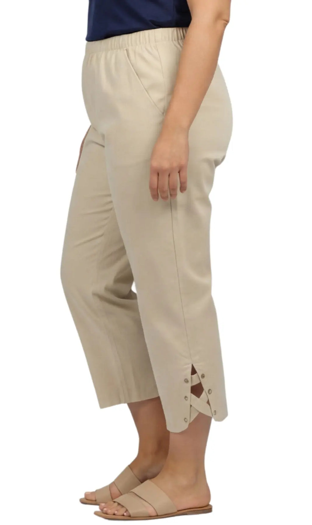 Women's Studded Hem Capri Pants – Lightweight, 5 Colors, M–2XL Vicsxox