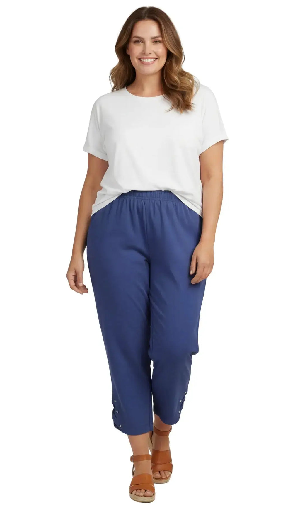 Women's Studded Hem Capri Pants – Lightweight, 5 Colors, M–2XL Vicsxox