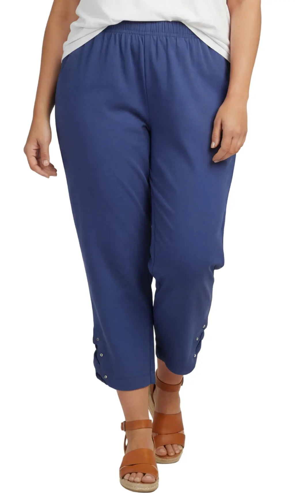 Women's Studded Hem Capri Pants – Lightweight, 5 Colors, M–2XL Vicsxox