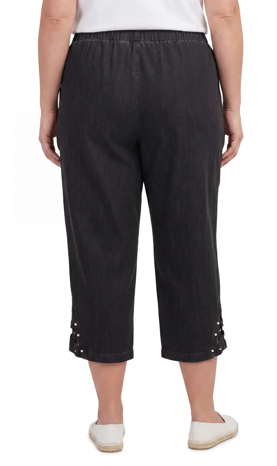 Women's Studded Hem Capri Pants – Lightweight, 5 Colors, M–2XL Vicsxox