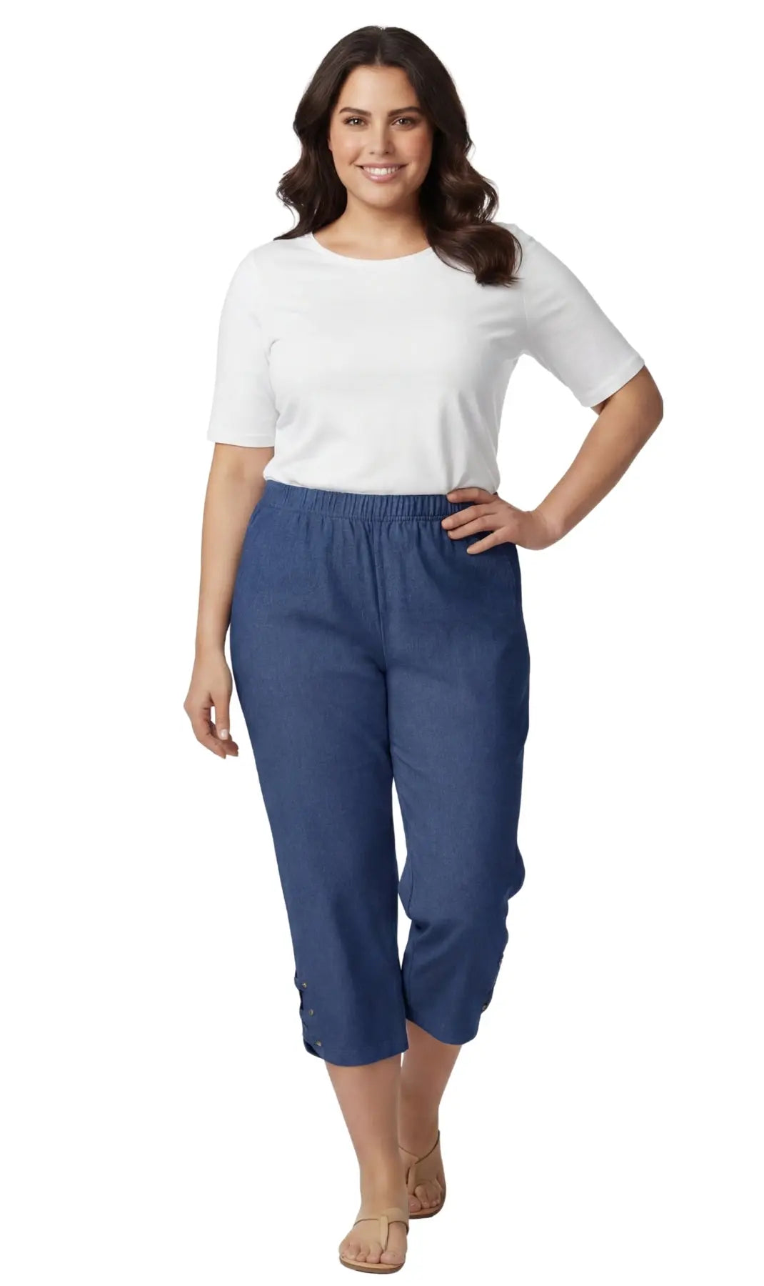 Women's Studded Hem Capri Pants – Lightweight, 5 Colors, M–2XL Vicsxox