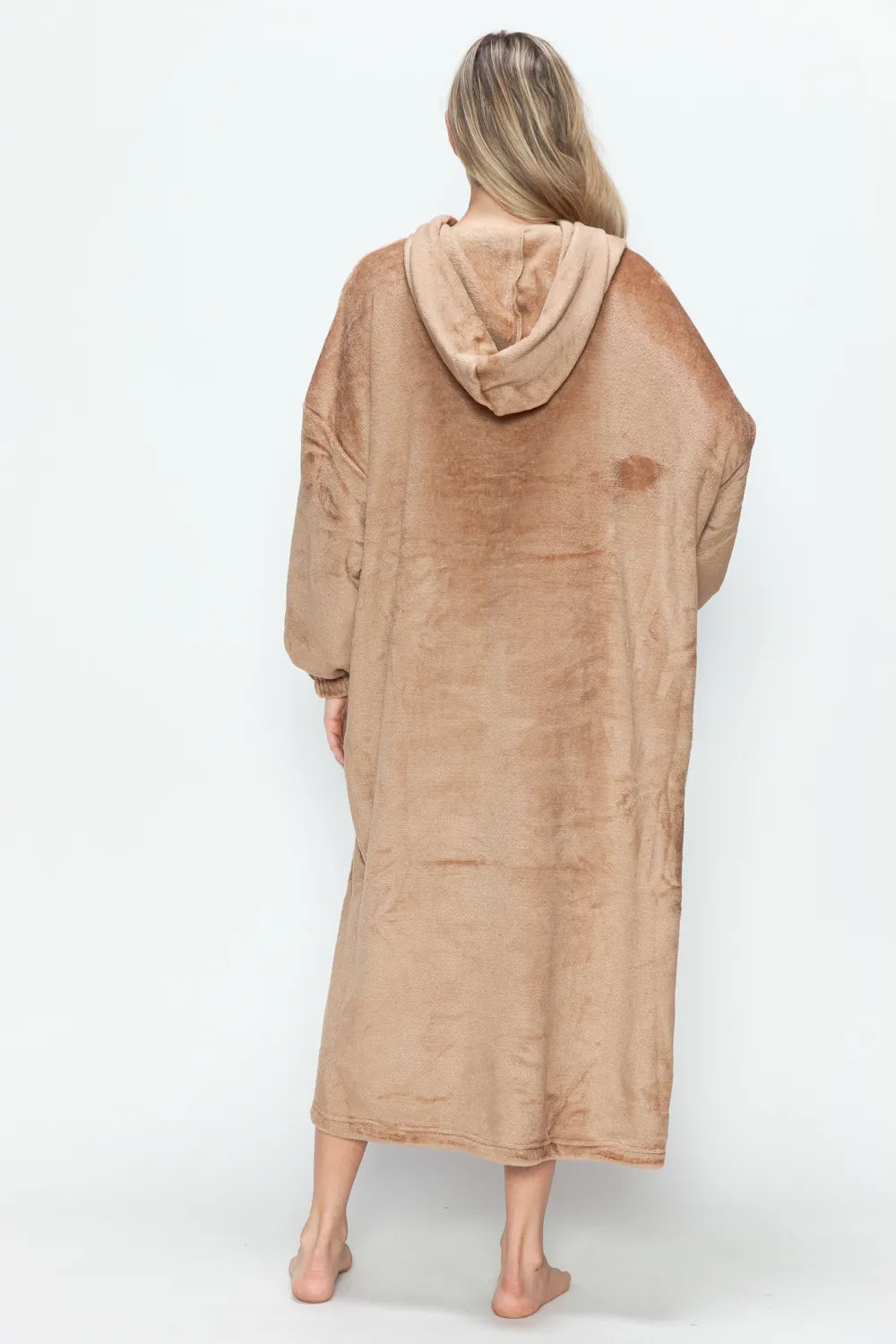Pocketed Hooded Midi Lounge Dress Vicsxox.com