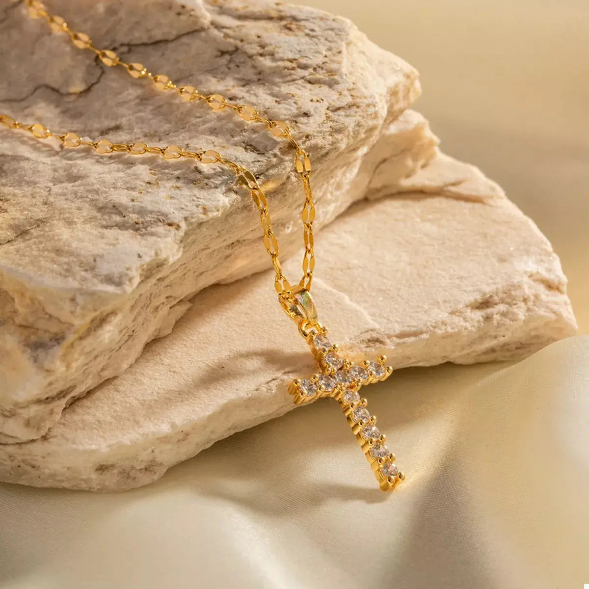 18K Gold-Plated Cross Pendant Necklace vicsxox.com
