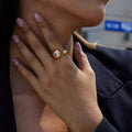 18K gold-plated rhinestone open ring from Vicsxox