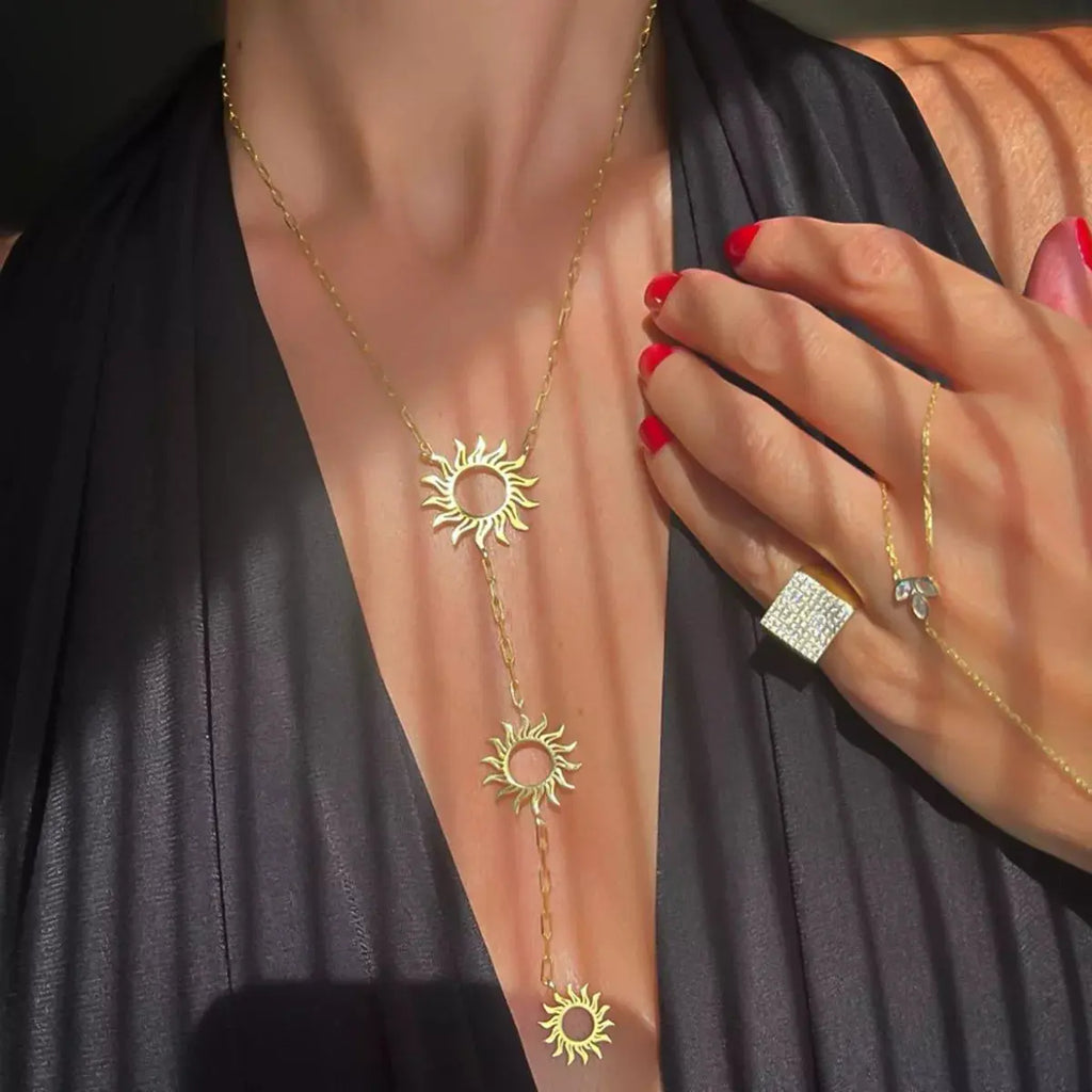 18K Gold-Plated Sun Pendant Necklace vicsxox.com
