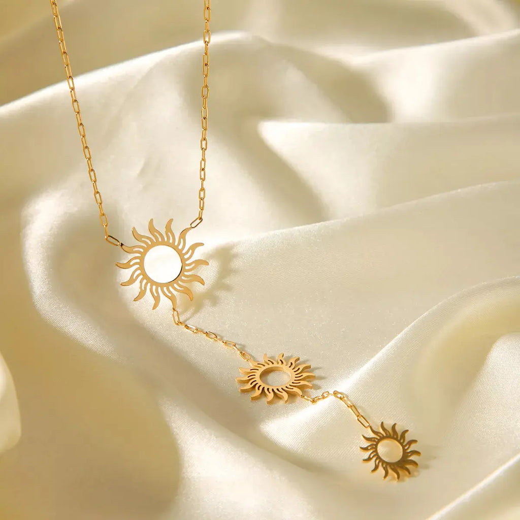 18K Gold-Plated Sun Pendant Necklace vicsxox.com