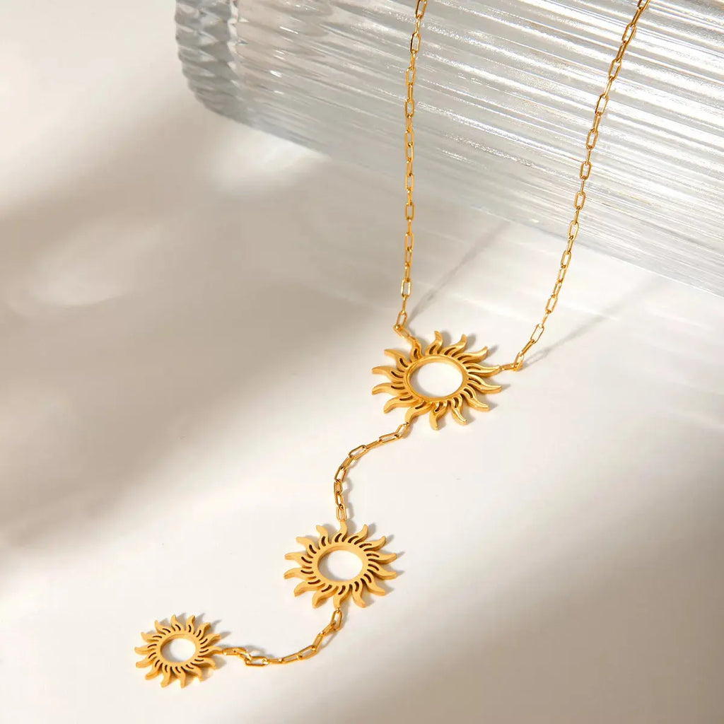 18K Gold-Plated Sun Pendant Necklace