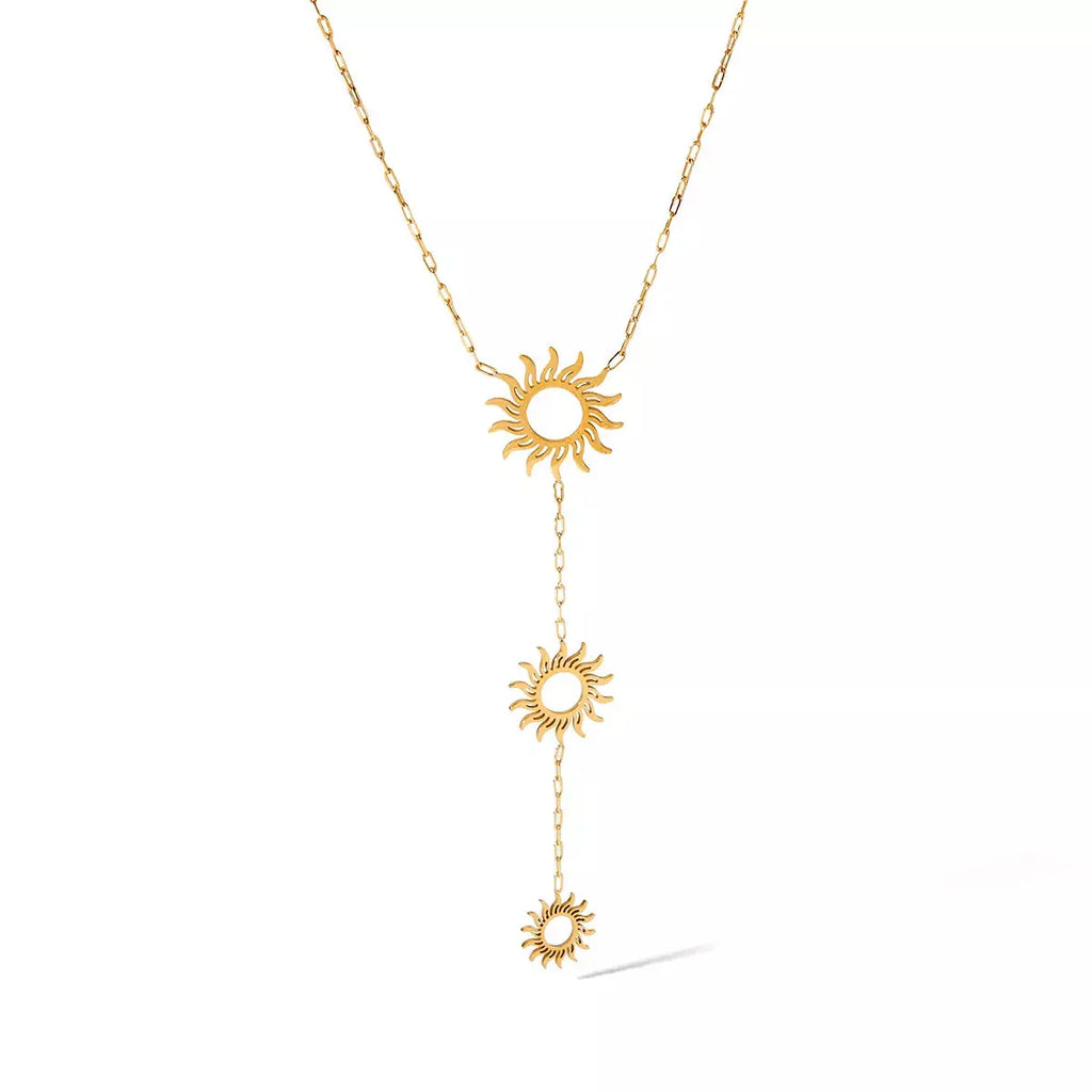 18K Gold-Plated Sun Pendant Necklace