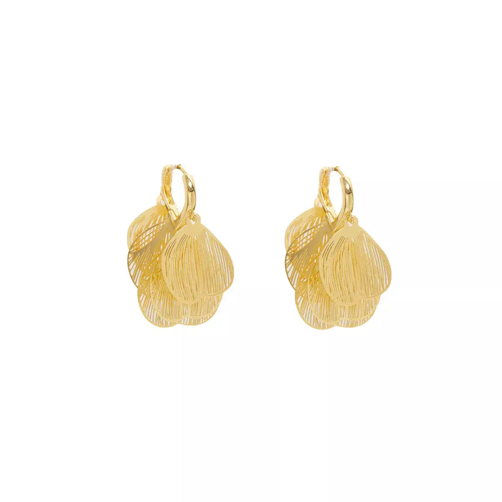 18K Gold-Plated Textured Leaf Drop Earrings