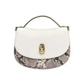 Python-Flap Leather Handbag – Off White, Crossbody Strap Vicsxox