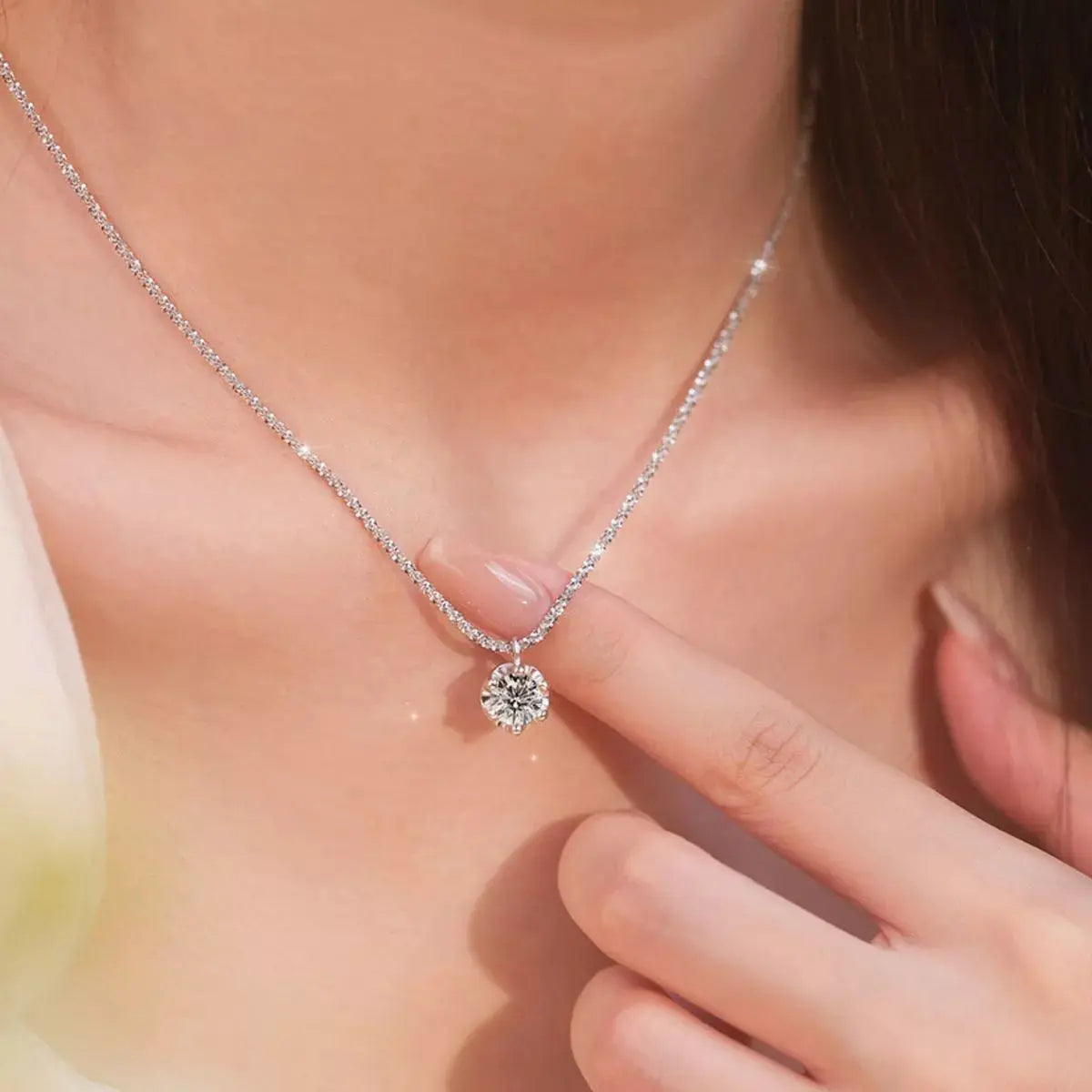 1 carat Moissanite sterling silver necklace Vicsxox