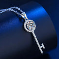1ct Moissanite Pavé Key Pendant Necklace in Sterling Silver Vicsxox.com