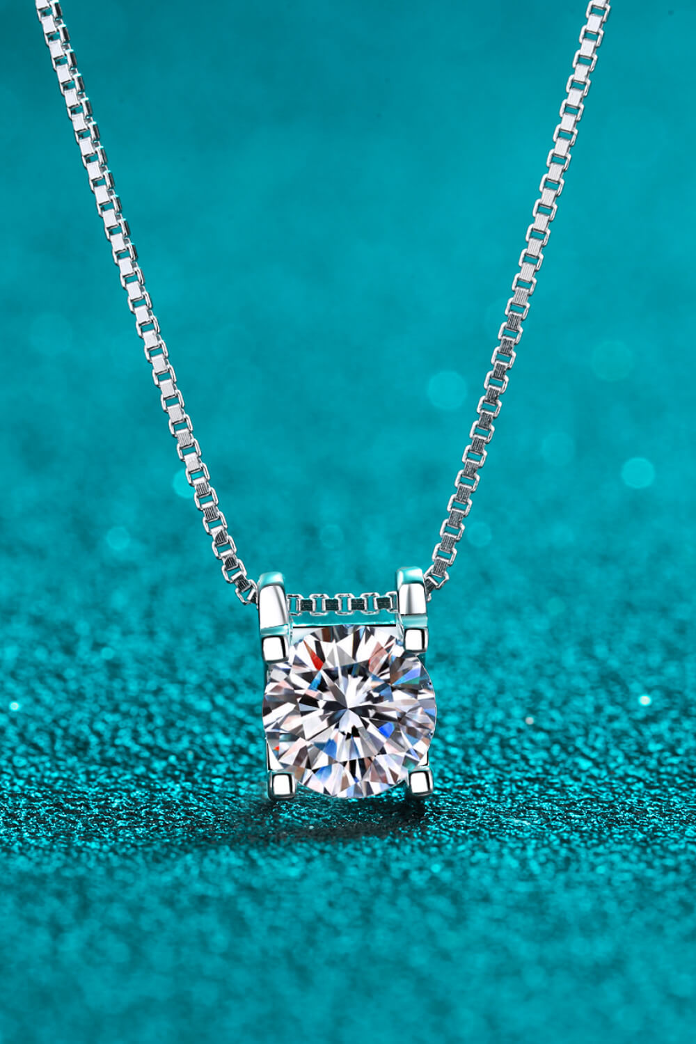 1ct Moissanite Solitaire Pendant Necklace in Sterling Silver