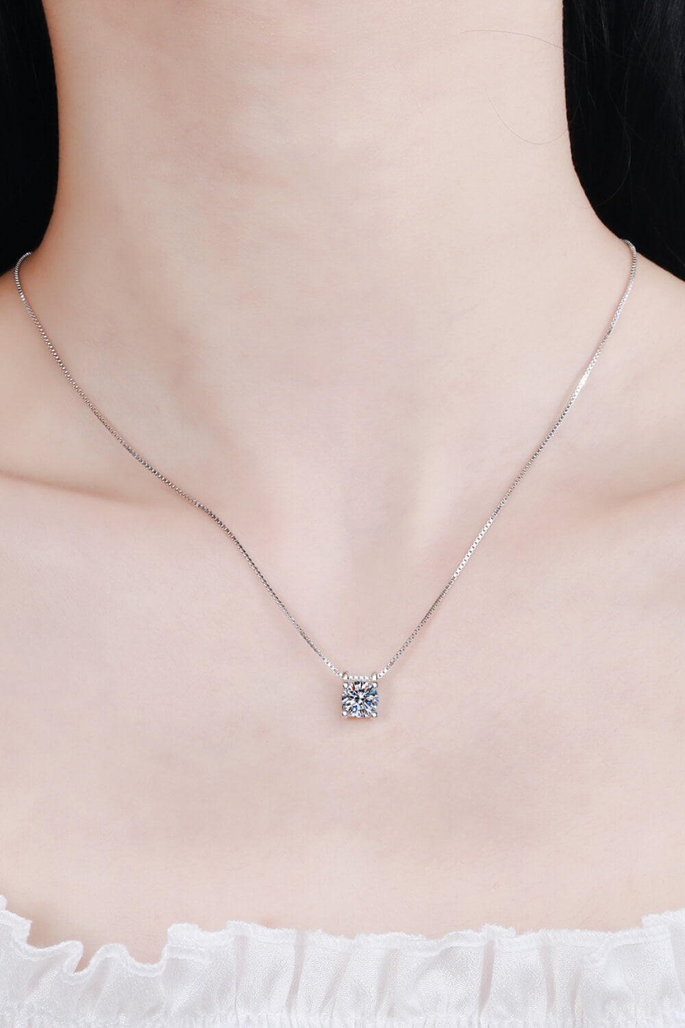 1ct Moissanite Solitaire Pendant Necklace in Sterling Silver