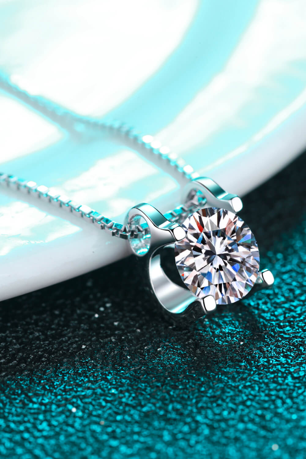1ct Moissanite Solitaire Pendant Necklace in Sterling Silver
