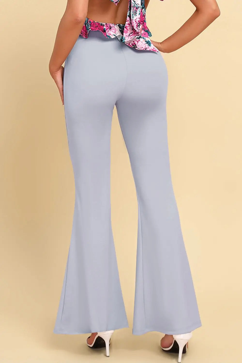 Pull on flared pants detail