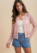 Floral Jacquard Lace Button-Down Top - Vicsxox