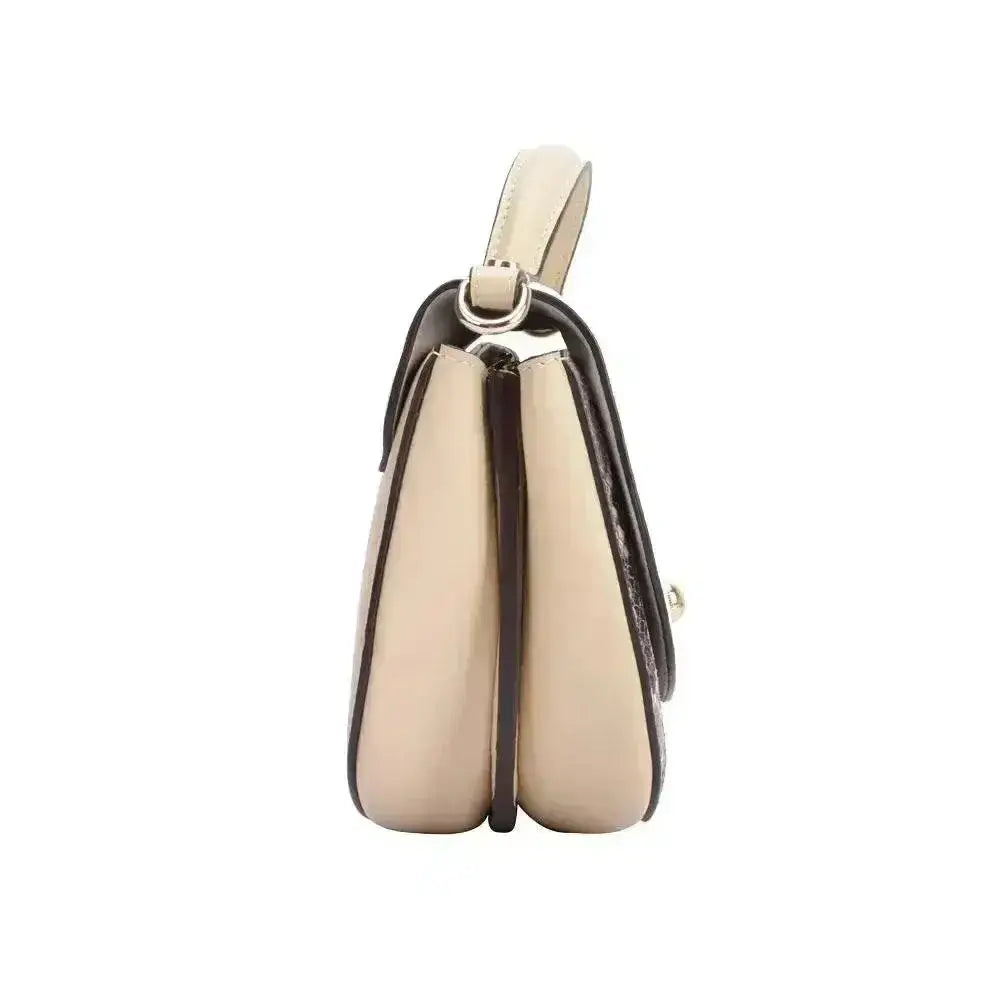 Python-Flap Leather Handbag – Off White, Crossbody Strap Vicsxox