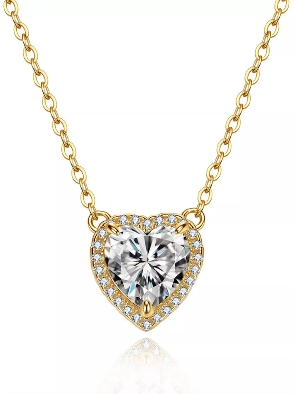 2 Carat 18K Gold-Plated Moissanite Heart Necklace Vicsxox.com