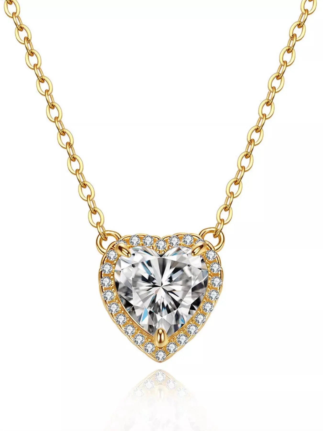 2 Carat 18K Gold-Plated Moissanite Heart Necklace Vicsxox.com