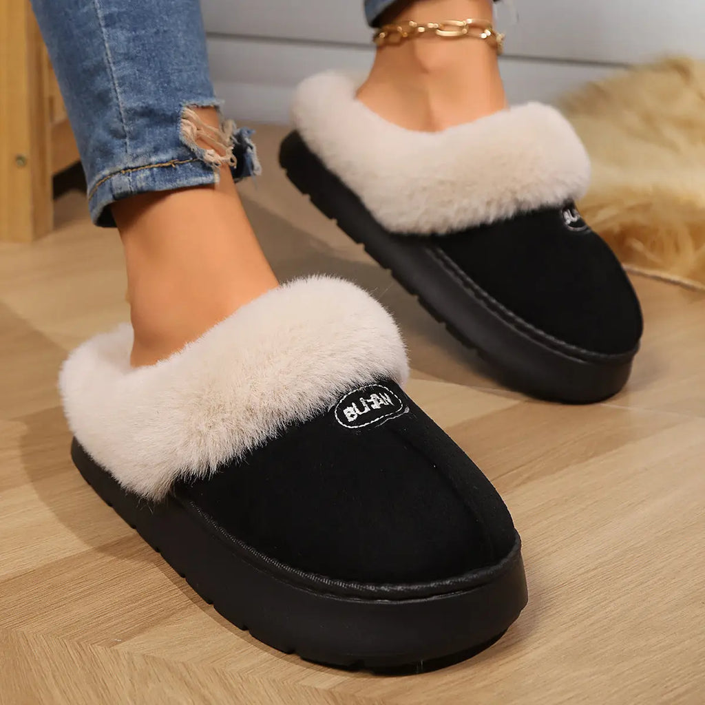 Women Fur Slippers Winter Warm Shoes Suede Plush House Indoor Outdoor Men Couples Cotton Cozy Comfy Faux Fur Slip-On Women House Shoes Memory Foam Suede Fluffy Comfort Plush Anti-Slip Slippers Stevvex