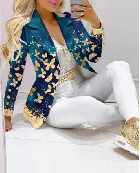 Women's Printed Coat & Trousers Set – 19 Prints, Casual Fashion Suit, S–XXL Vicsxox