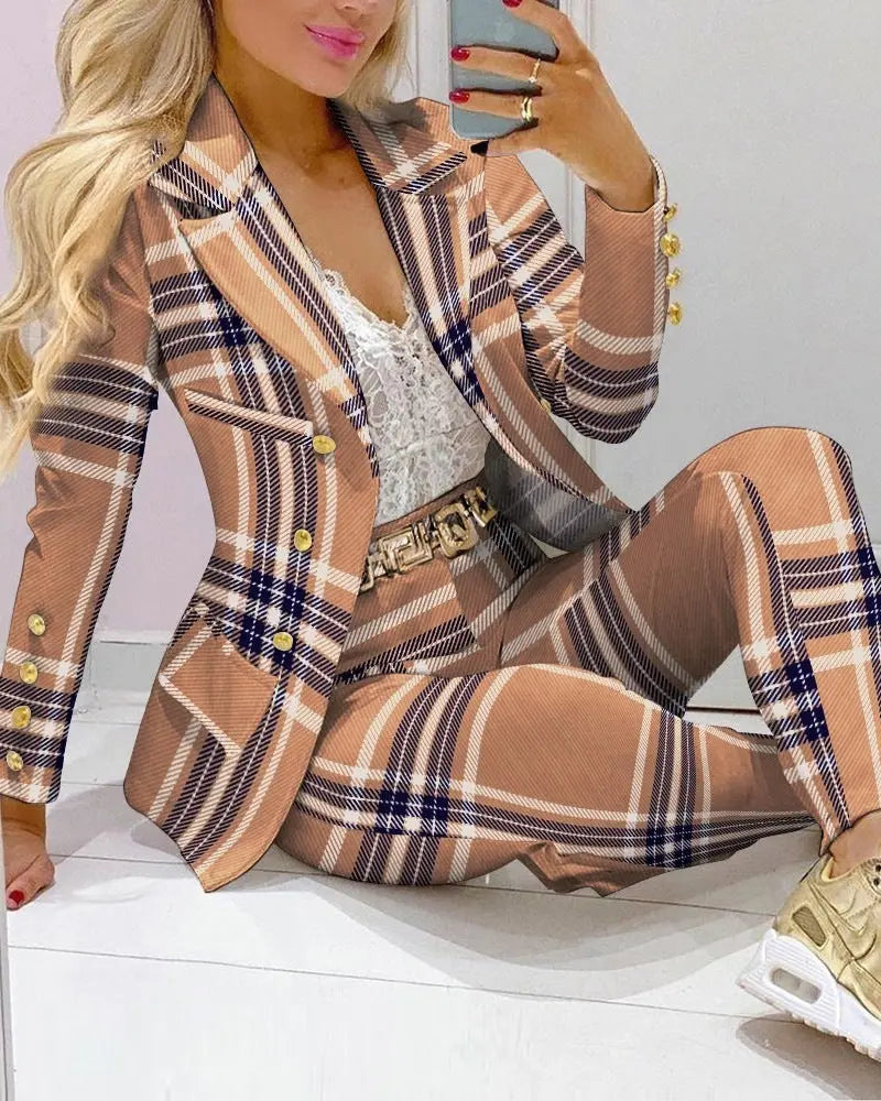Women's Printed Coat & Trousers Set – 19 Prints, Casual Fashion Suit, S–XXL Vicsxox