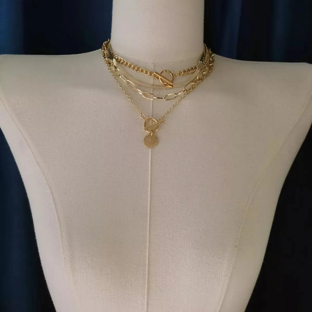 4-Piece Layered Coin Pendant Necklace