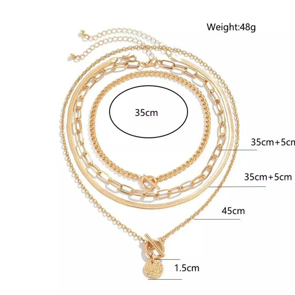4-Piece Layered Coin Pendant Necklace