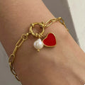 18K gold-plated heart charm bracelet from Vicsxox