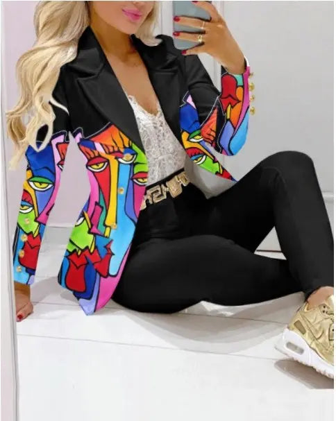 Women's Printed Coat & Trousers Set – 19 Prints, Casual Fashion Suit, S–XXL Vicsxox