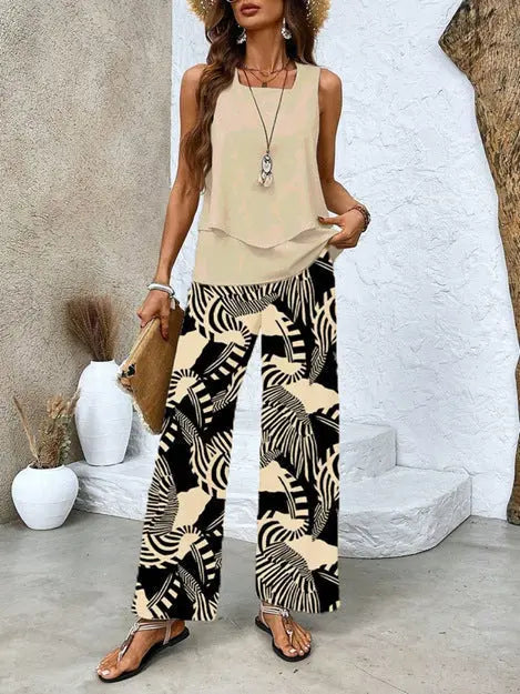 Women's 3D Print Vest & Pants Set – 12 Prints, Stretch Fabric, S–5XL Vicsxox