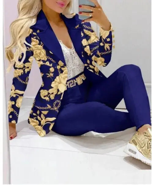 Women's Printed Coat & Trousers Set – 19 Prints, Casual Fashion Suit, S–XXL Vicsxox