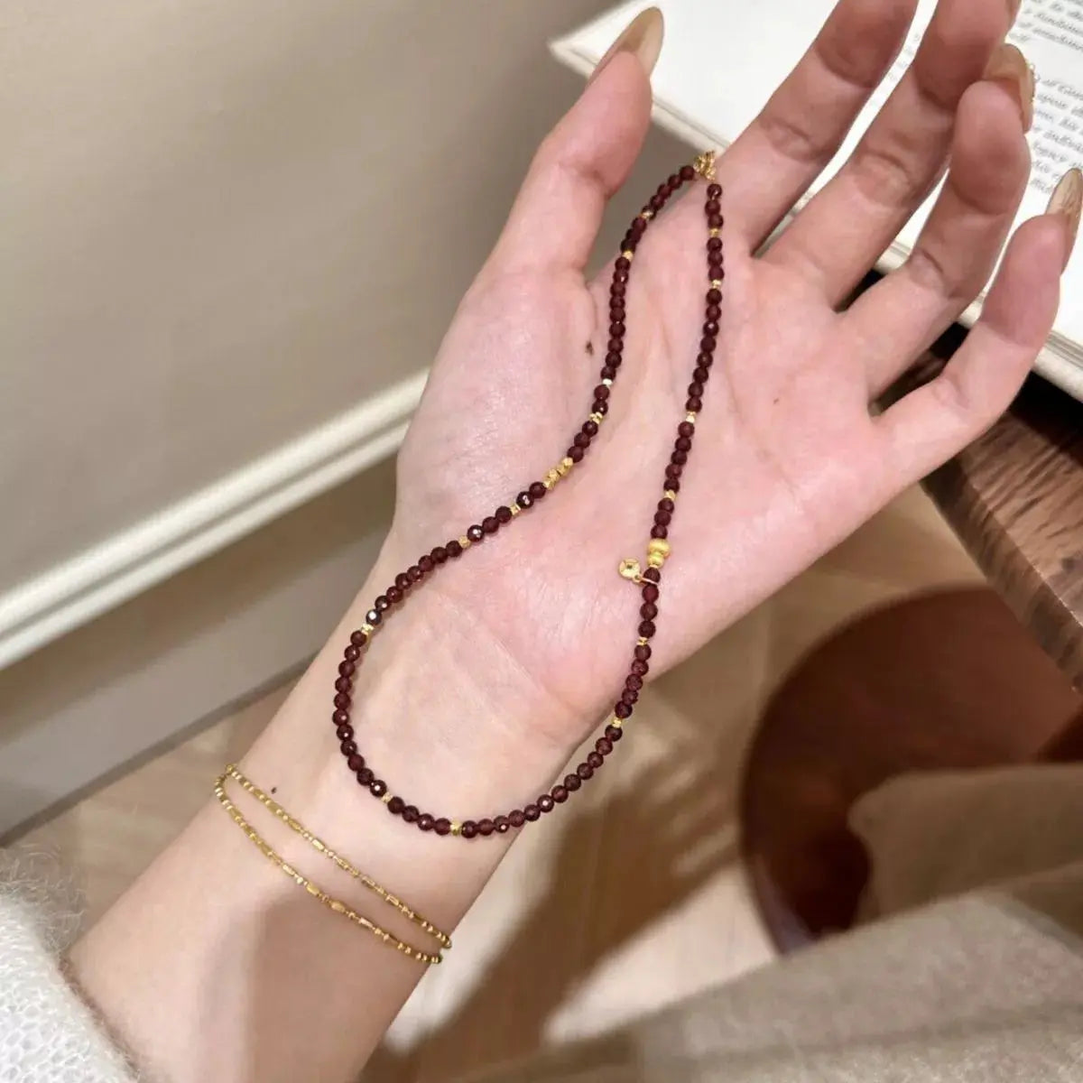 Double layered beaded bracelet with gold accents from Vicsxox