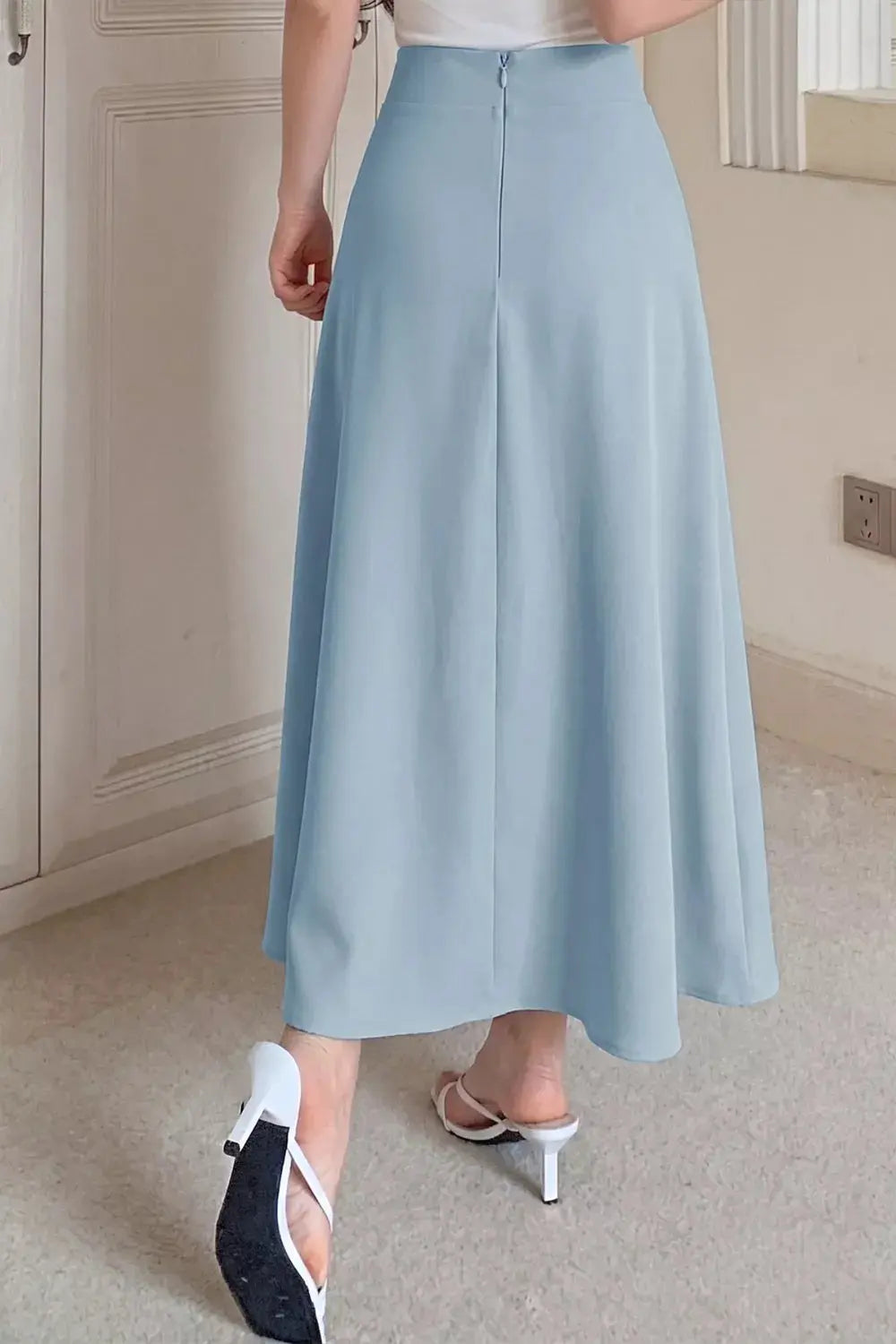 A-line midi skirt detail