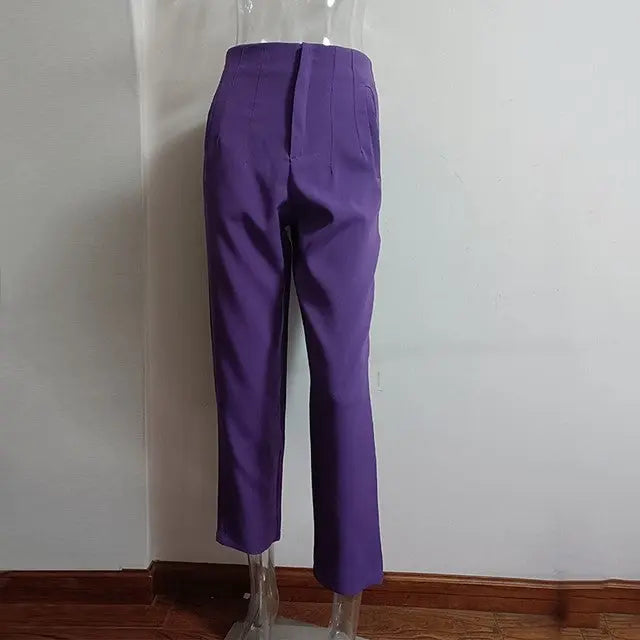 Women's High-Waisted Straight Leg Pants – Stretch, 18 Colors, XS–XL Vicsxox
