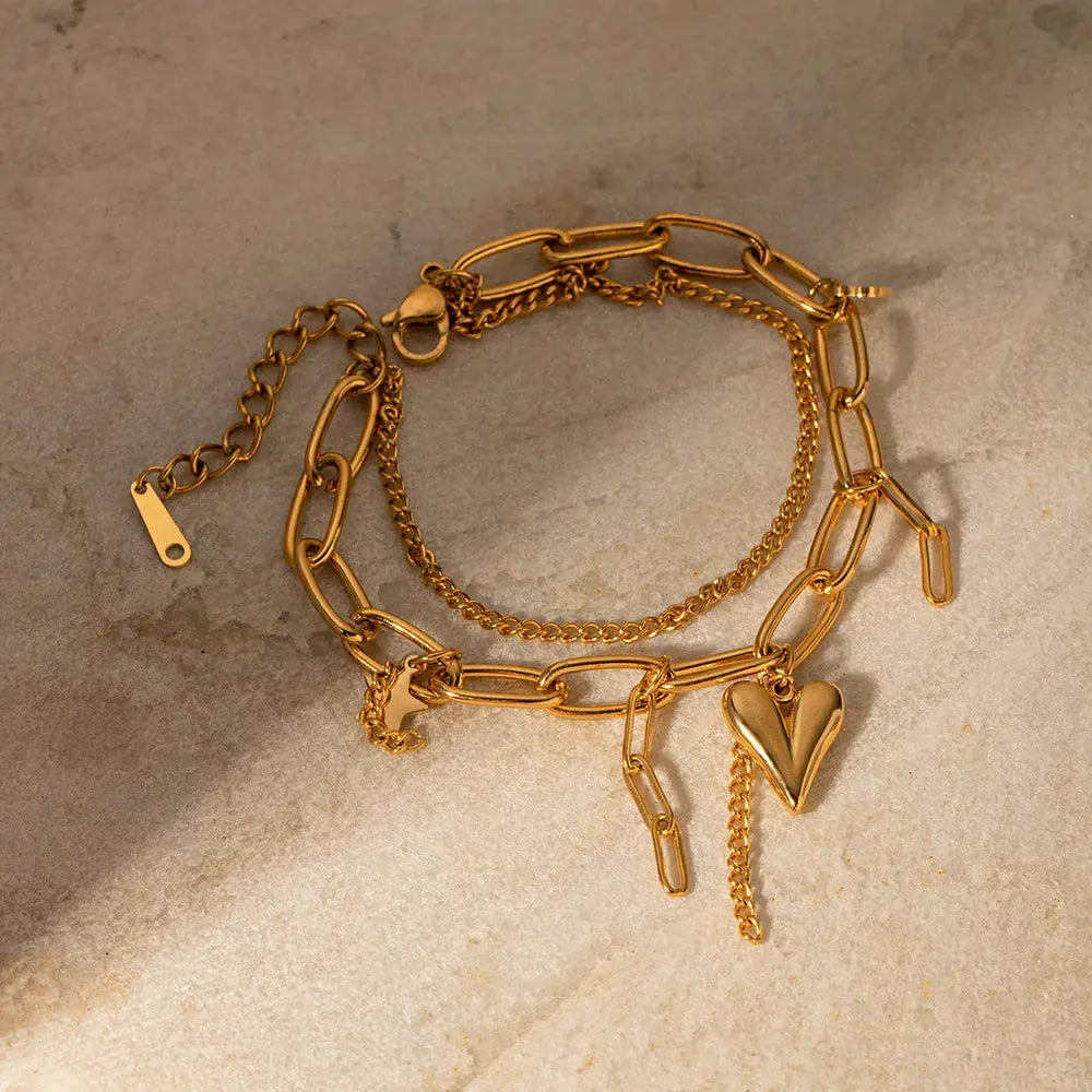 Stainless steel charm bracelet detail