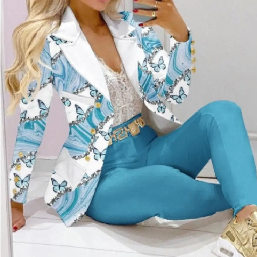 Women's Printed Coat & Trousers Set – 19 Prints, Casual Fashion Suit, S–XXL Vicsxox