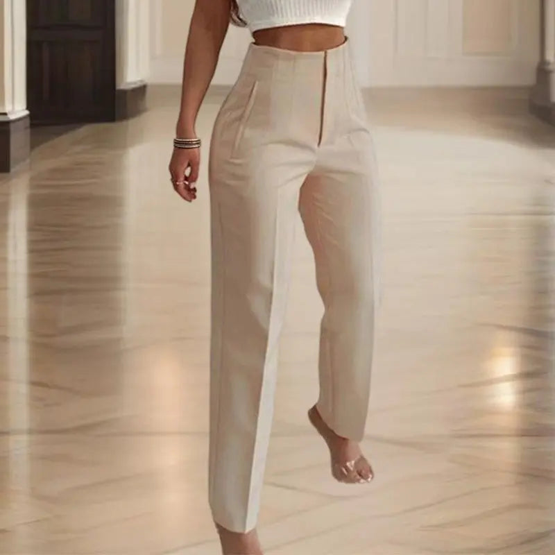 Women's High-Waisted Straight Leg Pants – Stretch, 18 Colors, XS–XL Vicsxox