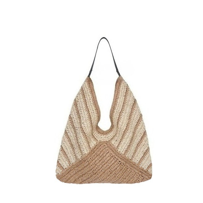 Striped Woven Hobo Shoulder Tote