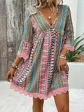 Printed V-Neck A-Line Dress Shopimist