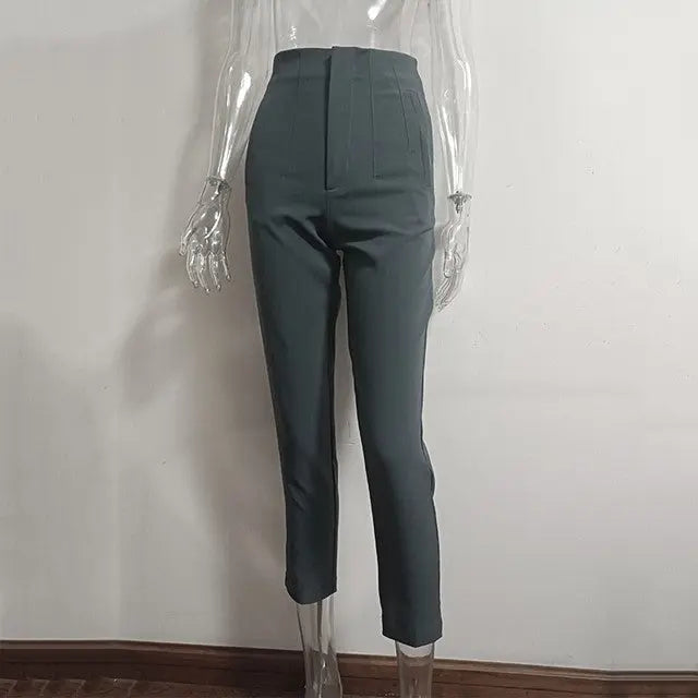 Women's High-Waisted Straight Leg Pants – Stretch, 18 Colors, XS–XL Vicsxox