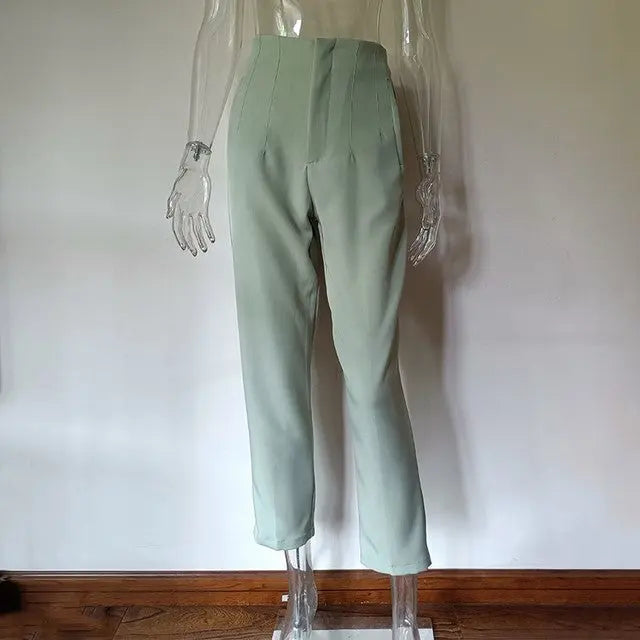 Women's High-Waisted Straight Leg Pants – Stretch, 18 Colors, XS–XL Vicsxox