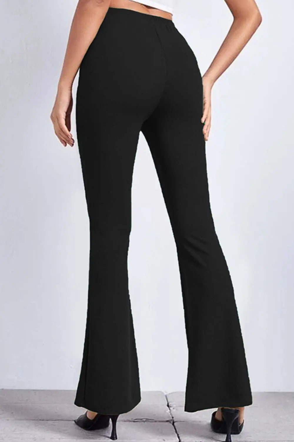 High rise flare pants detail