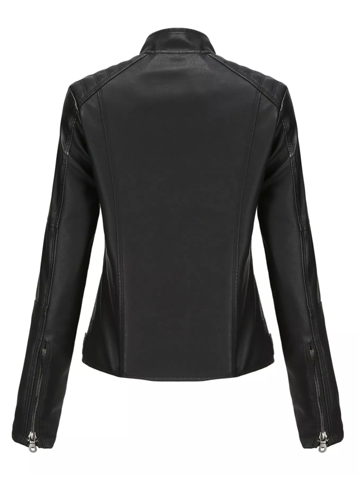Faux Leather Zip-Up Moto Jacket | XS–4XL