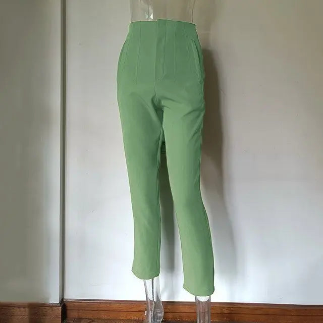 Women's High-Waisted Straight Leg Pants – Stretch, 18 Colors, XS–XL Vicsxox